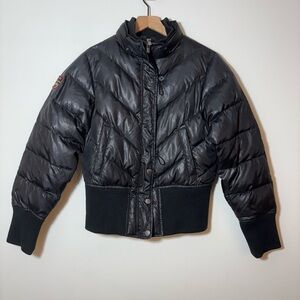 Triple Fat Goose Black Down Puffer Bomber Jacket Women's XL